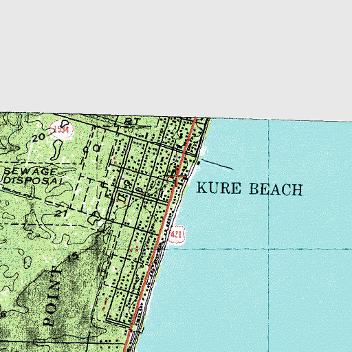 Topographic Map of Kure Beach, NC