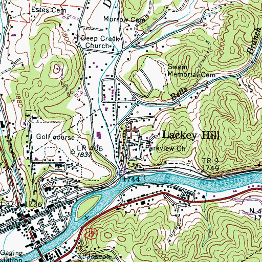 Topographic Map of Lackey Hill, NC