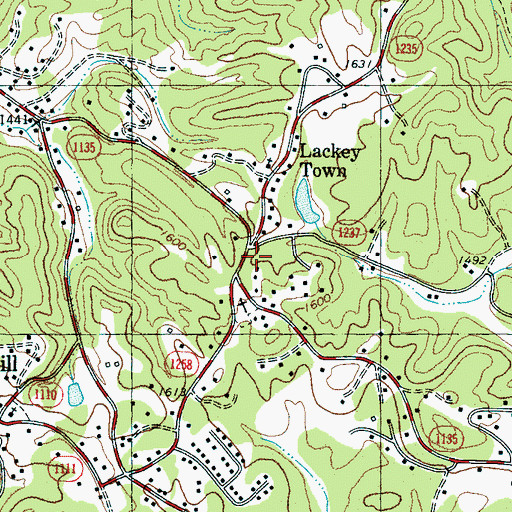 Topographic Map of Lackey Town, NC