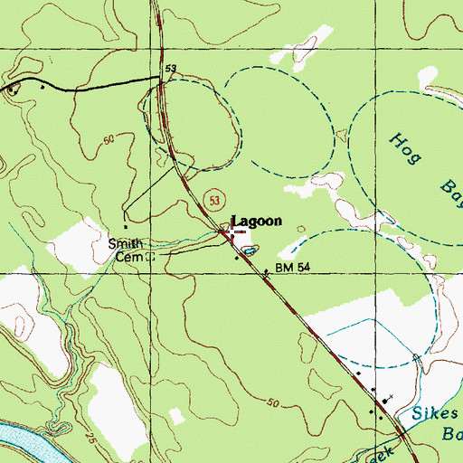 Topographic Map of Lagoon, NC