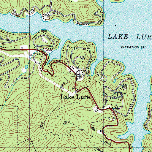 Topographic Map of Lake Lure, NC