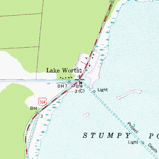 Topographic Map of Lake Worth, NC