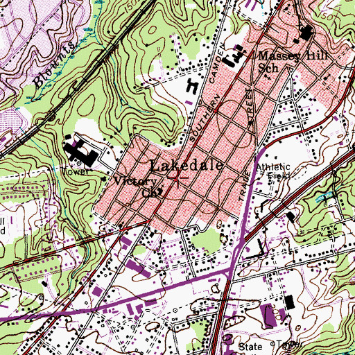 Topographic Map of Lakedale, NC