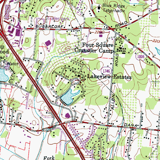 Topographic Map of Lakeview Estates, NC