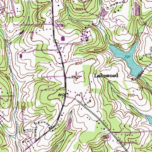 Topographic Map of Lakewood, NC