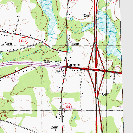 Topographic Map of Lamm, NC
