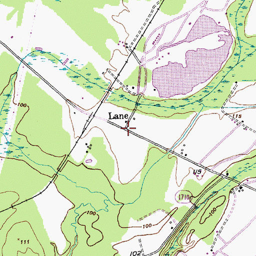Topographic Map of Lane, NC