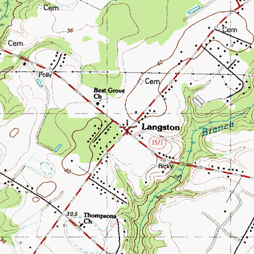 Topographic Map of Langston, NC