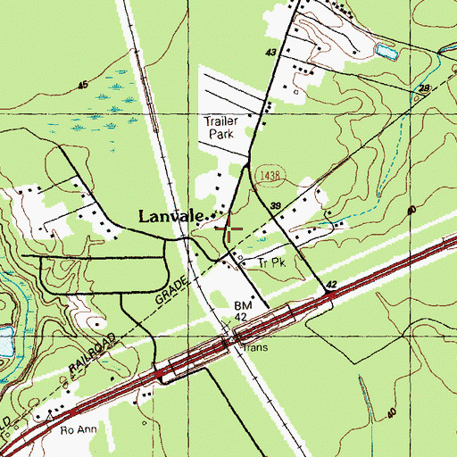 Topographic Map of Lanvale, NC