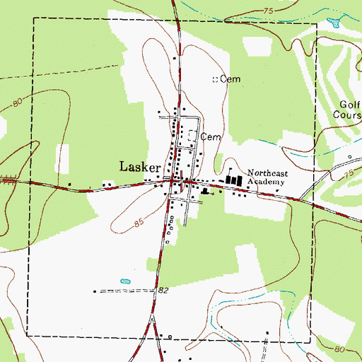 Topographic Map of Lasker, NC