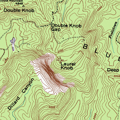 Topographic Map of Laurel Knob, NC