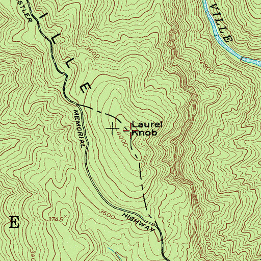 Topographic Map of Laurel Knob, NC