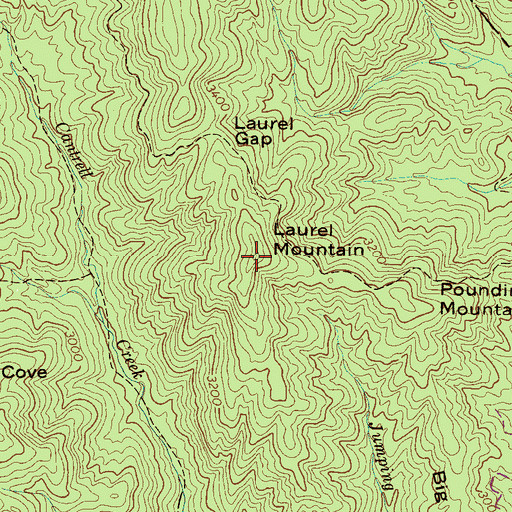 Topographic Map of Laurel Mountain, NC