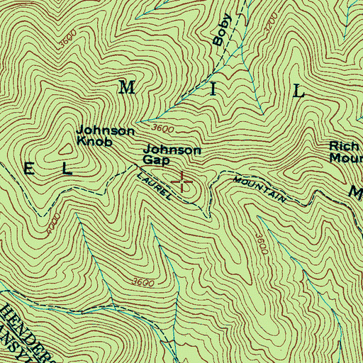 Topographic Map of Laurel Mountain, NC