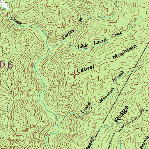 Topographic Map of Laurel Mountain, NC