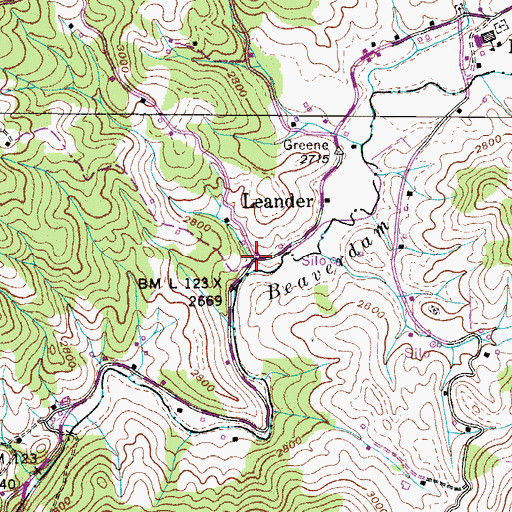Topographic Map of Leander, NC