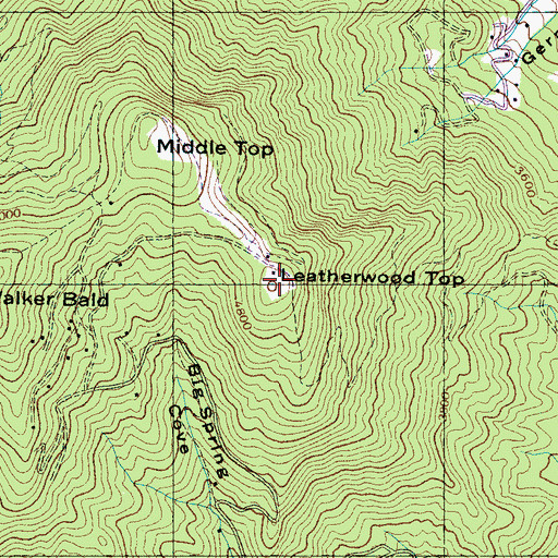 Topographic Map of Leatherwood Top, NC