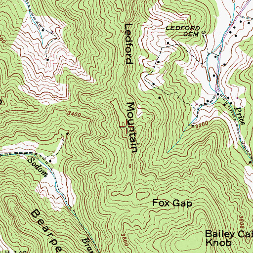 Topographic Map of Ledford Mountain, NC