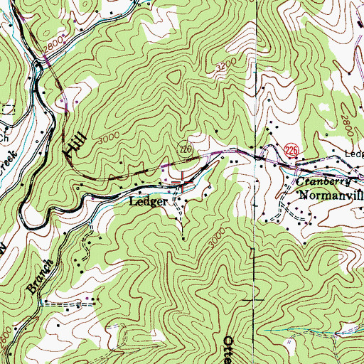Topographic Map of Ledger, NC