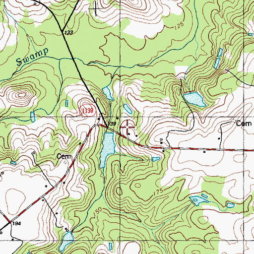 Topographic Map of Lees Mill, NC