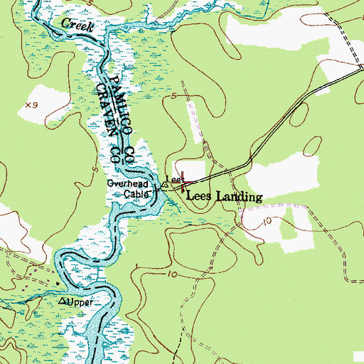 Topographic Map of Lees Landing, NC
