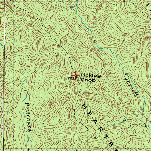 Topographic Map of Licklog Knob, NC
