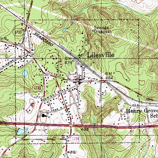 Topographic Map of Lilesville, NC