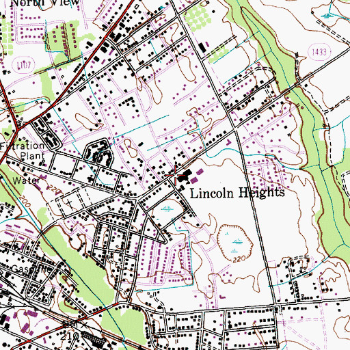 Topographic Map of Lincoln Heights, NC