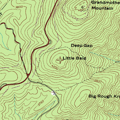 Topographic Map of Little Bald, NC