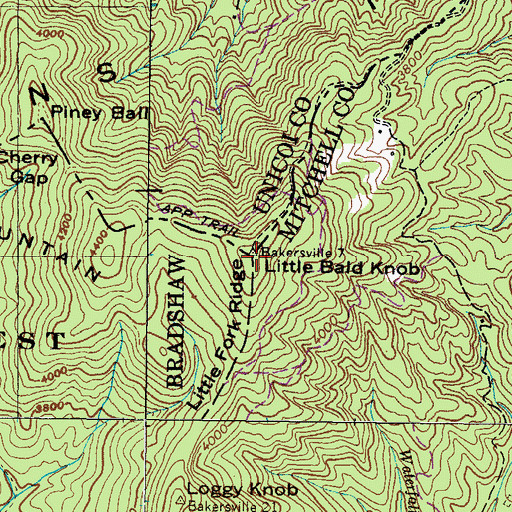 Topographic Map of Little Bald Knob, NC