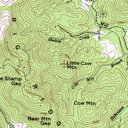 Topographic Map of Little Cow Mountain, NC