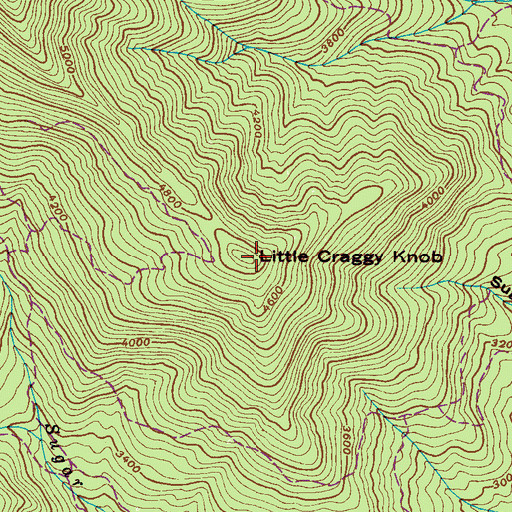 Topographic Map of Little Craggy Knob, NC