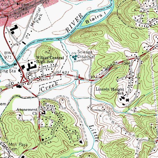 Topographic Map of Little Cub Creek, NC