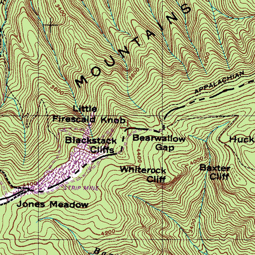 Topographic Map of Little Firescald Knob, NC