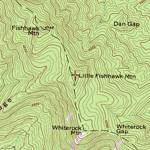 Topographic Map of Little Fishhawk Mountain, NC