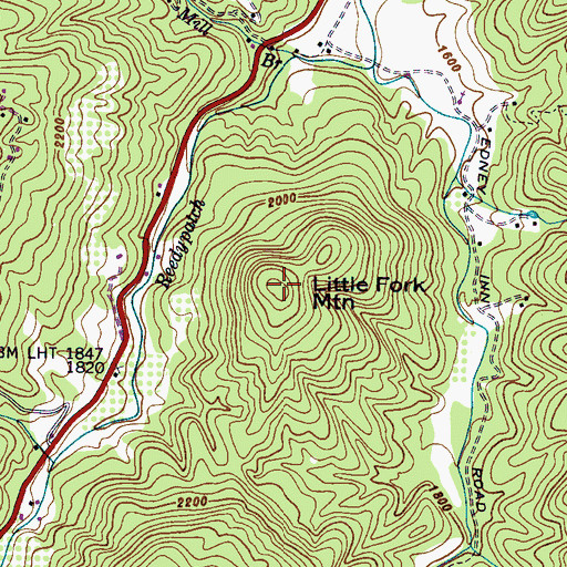 Topographic Map of Little Fork Mountain, NC