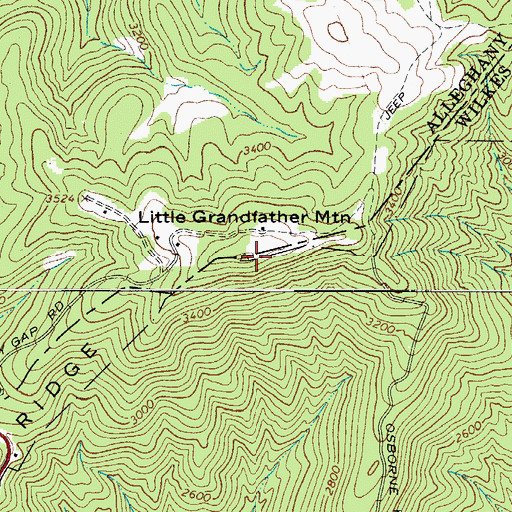 Topographic Map of Little Grandfather Mountain, NC