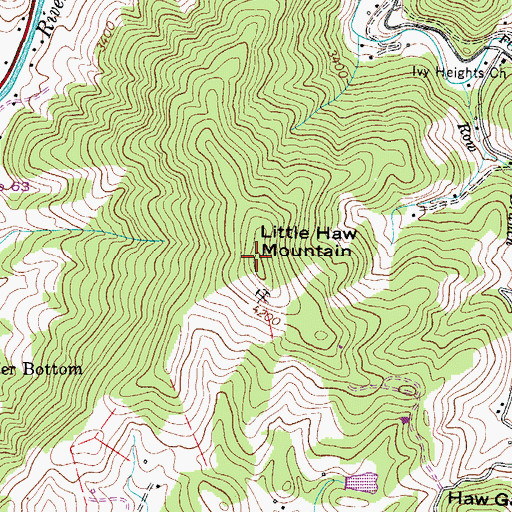 Topographic Map of Little Haw Mountain, NC
