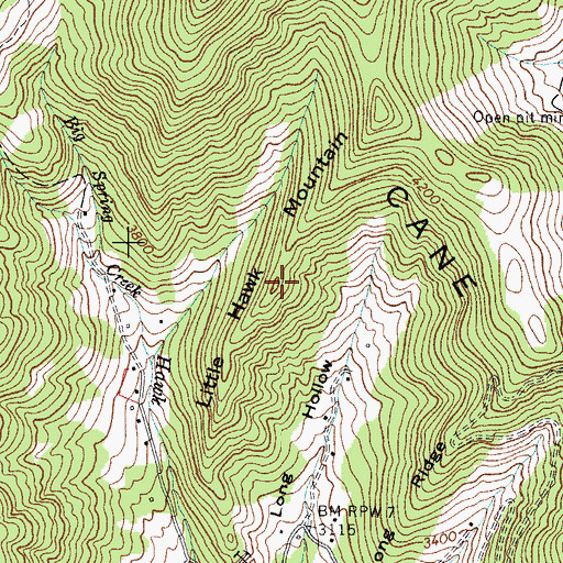 Topographic Map of Little Hawk Mountain, NC