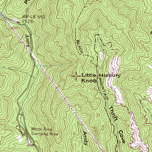 Topographic Map of Little Hickory Knob, NC