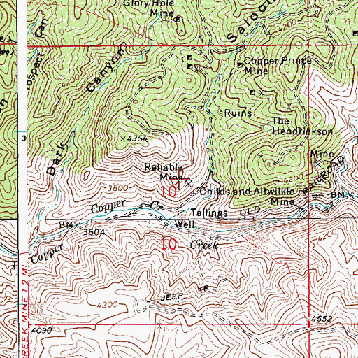 Topographic Map of Reliable Mine, AZ
