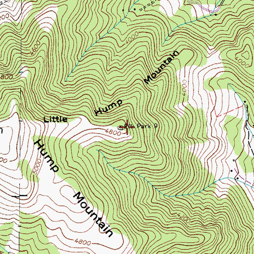 Topographic Map of Little Hump Mountain, NC