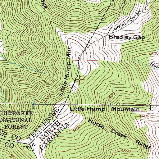 Topographic Map of Little Hump Mountain, NC