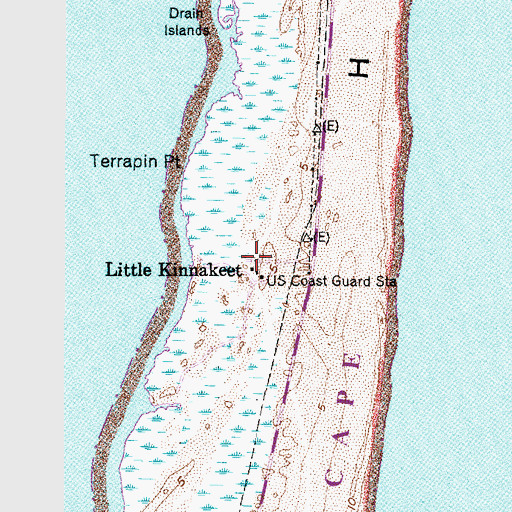 Topographic Map of Little Kinnakeet, NC