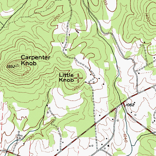 Topographic Map of Little Knob, NC