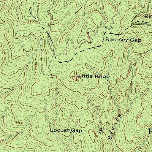 Topographic Map of Little Knob, NC