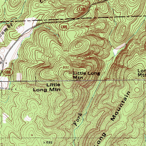 Topographic Map of Little Long Mountain, NC