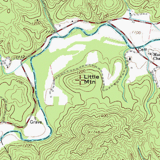 Topographic Map of Little Mountain, NC