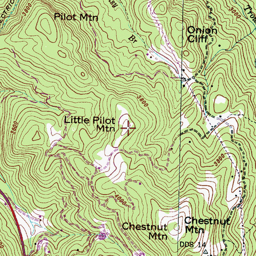 Topographic Map of Little Pilot Mountain, NC