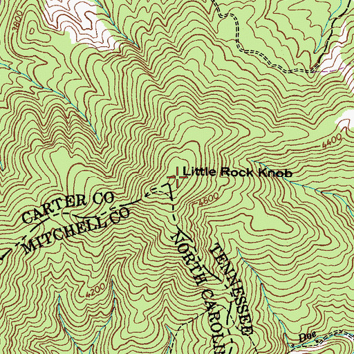 Topographic Map of Little Rock Knob, NC